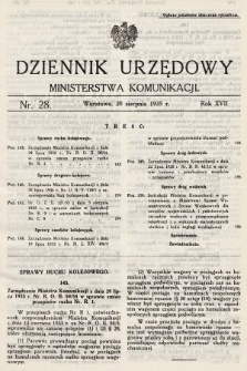 Dziennik Urzędowy Ministerstwa Komunikacji. 1935, nr 28