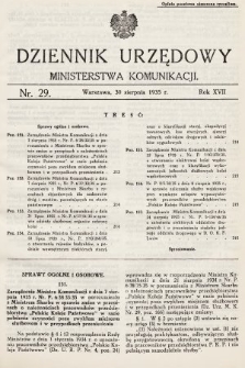 Dziennik Urzędowy Ministerstwa Komunikacji. 1935, nr 29