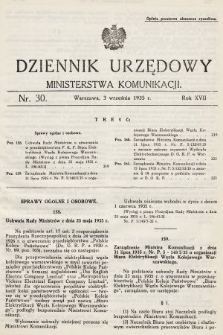 Dziennik Urzędowy Ministerstwa Komunikacji. 1935, nr 30