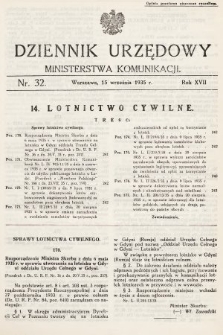 Dziennik Urzędowy Ministerstwa Komunikacji. 1935, nr 32
