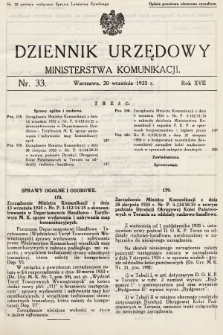Dziennik Urzędowy Ministerstwa Komunikacji. 1935, nr 33