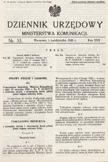 Dziennik Urzędowy Ministerstwa Komunikacji. 1935, nr 35