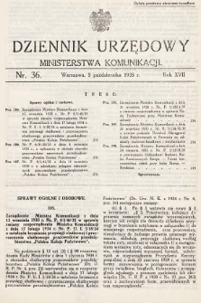 Dziennik Urzędowy Ministerstwa Komunikacji. 1935, nr 36