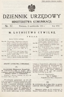 Dziennik Urzędowy Ministerstwa Komunikacji. 1935, nr 37