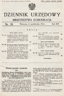 Dziennik Urzędowy Ministerstwa Komunikacji. 1935, nr 38