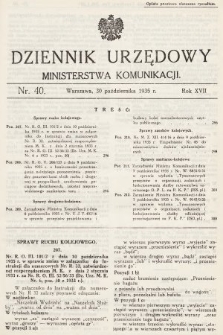 Dziennik Urzędowy Ministerstwa Komunikacji. 1935, nr 40