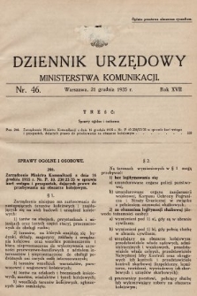 Dziennik Urzędowy Ministerstwa Komunikacji. 1935, nr 46