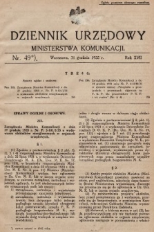 Dziennik Urzędowy Ministerstwa Komunikacji. 1935, nr 49