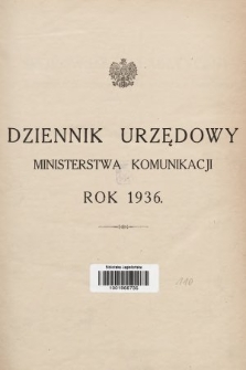 Dziennik Urzędowy Ministerstwa Komunikacji. 1936, skorowidz alfabetyczny