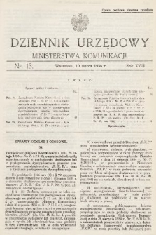 Dziennik Urzędowy Ministerstwa Komunikacji. 1936, nr 13