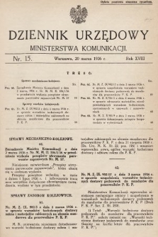 Dziennik Urzędowy Ministerstwa Komunikacji. 1936, nr 15