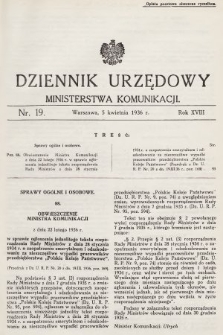 Dziennik Urzędowy Ministerstwa Komunikacji. 1936, nr 19