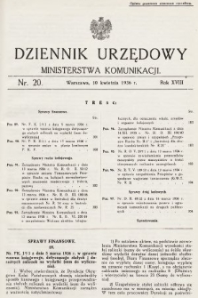 Dziennik Urzędowy Ministerstwa Komunikacji. 1936, nr 20