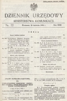 Dziennik Urzędowy Ministerstwa Komunikacji. 1936, nr 22