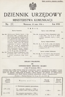 Dziennik Urzędowy Ministerstwa Komunikacji. 1936, nr 27