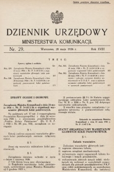 Dziennik Urzędowy Ministerstwa Komunikacji. 1936, nr 29