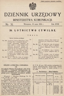 Dziennik Urzędowy Ministerstwa Komunikacji. 1936, nr 31