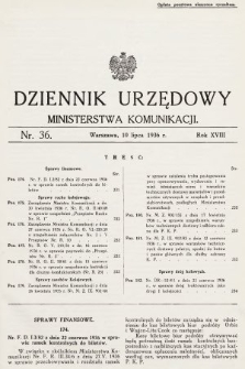 Dziennik Urzędowy Ministerstwa Komunikacji. 1936, nr 36