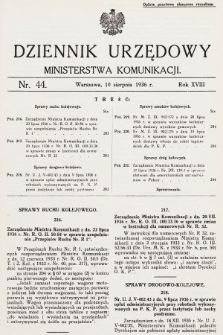 Dziennik Urzędowy Ministerstwa Komunikacji. 1936, nr 44