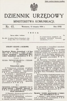 Dziennik Urzędowy Ministerstwa Komunikacji. 1936, nr 45