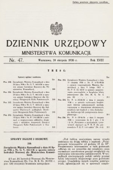 Dziennik Urzędowy Ministerstwa Komunikacji. 1936, nr 47