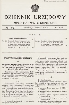 Dziennik Urzędowy Ministerstwa Komunikacji. 1936, nr 49