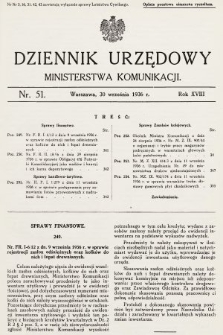 Dziennik Urzędowy Ministerstwa Komunikacji. 1936, nr 51