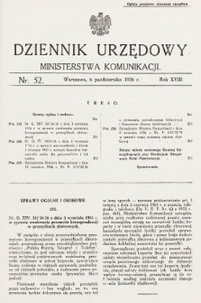 Dziennik Urzędowy Ministerstwa Komunikacji. 1936, nr 52