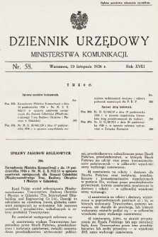 Dziennik Urzędowy Ministerstwa Komunikacji. 1936, nr 58