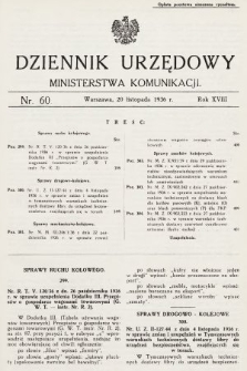Dziennik Urzędowy Ministerstwa Komunikacji. 1936, nr 60