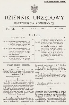 Dziennik Urzędowy Ministerstwa Komunikacji. 1936, nr 61