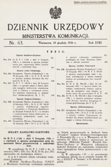 Dziennik Urzędowy Ministerstwa Komunikacji. 1936, nr 63