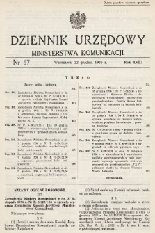 Dziennik Urzędowy Ministerstwa Komunikacji. 1936, nr 67