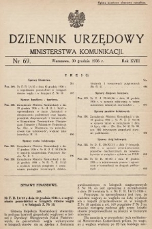 Dziennik Urzędowy Ministerstwa Komunikacji. 1936, nr 69