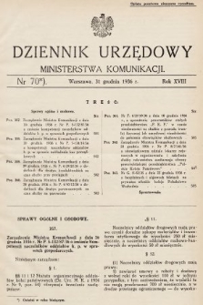 Dziennik Urzędowy Ministerstwa Komunikacji. 1936, nr 70