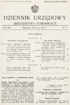Dziennik Urzędowy Ministerstwa Komunikacji. 1937, nr 9
