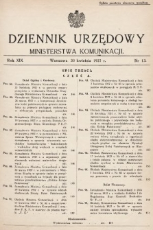Dziennik Urzędowy Ministerstwa Komunikacji. 1937, nr 13