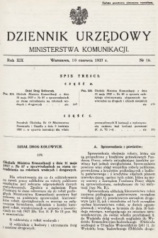 Dziennik Urzędowy Ministerstwa Komunikacji. 1937, nr 16