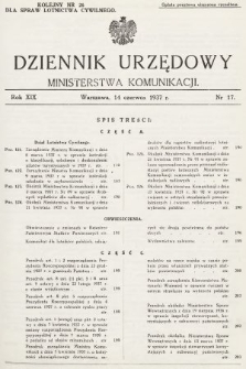 Dziennik Urzędowy Ministerstwa Komunikacji. 1937, nr 17