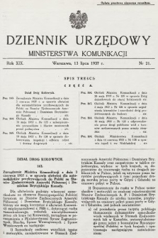 Dziennik Urzędowy Ministerstwa Komunikacji. 1937, nr 21