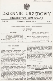 Dziennik Urzędowy Ministerstwa Komunikacji. 1937, nr 37