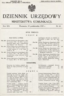 Dziennik Urzędowy Ministerstwa Komunikacji. 1937, nr 43