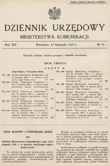 Dziennik Urzędowy Ministerstwa Komunikacji. 1937, nr 51