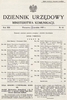 Dziennik Urzędowy Ministerstwa Komunikacji. 1937, nr 63