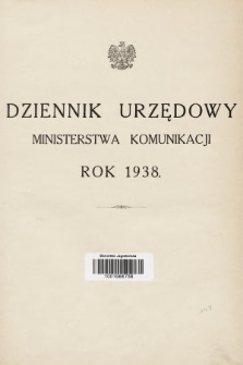 Dziennik Urzędowy Ministerstwa Komunikacji. 1938, skorowidz alfabetyczny