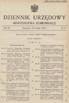 Dziennik Urzędowy Ministerstwa Komunikacji. 1938, nr 5