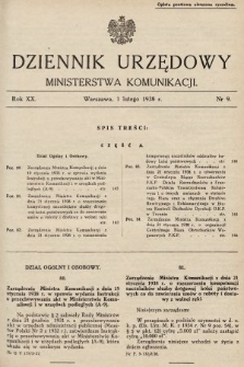 Dziennik Urzędowy Ministerstwa Komunikacji. 1938, nr 9