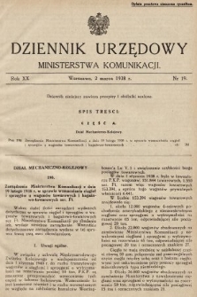 Dziennik Urzędowy Ministerstwa Komunikacji. 1938, nr 19