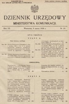 Dziennik Urzędowy Ministerstwa Komunikacji. 1938, nr 21
