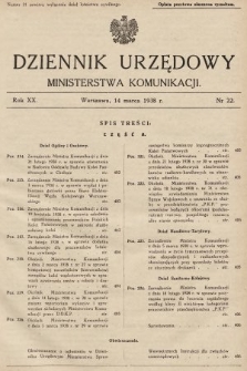 Dziennik Urzędowy Ministerstwa Komunikacji. 1938, nr 22